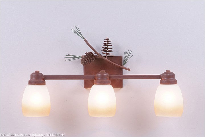 Avalanche Ranch Parkshire-Pine Cone H37320ET-04 Bath Vanity Light 22 in. wide - Pine Green/Rust Patina