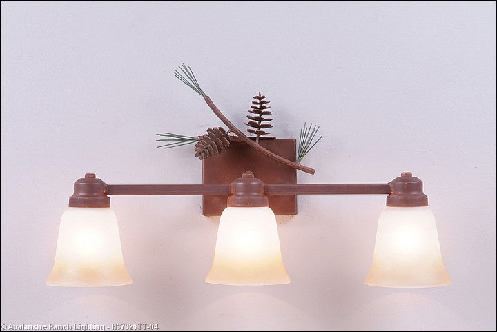 Avalanche Ranch Parkshire-Pine Cone H37320TT-04 Bath Vanity Light 22 in. wide - Pine Green/Rust Patina
