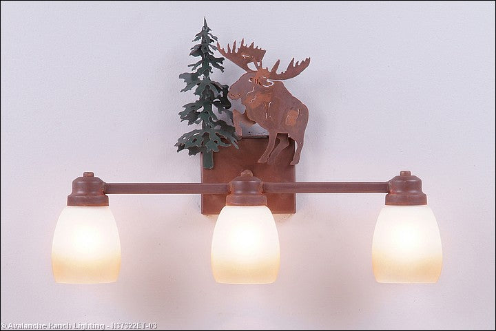 Avalanche Ranch Parkshire-Alaska Moose H37322ET-03 Bath Vanity Light 22 in. wide - Cedar Green/Rust Patina