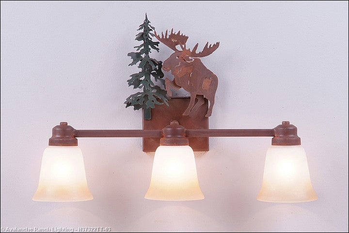Avalanche Ranch Parkshire-Alaska Moose H37322TT-03 Bath Vanity Light 22 in. wide - Cedar Green/Rust Patina