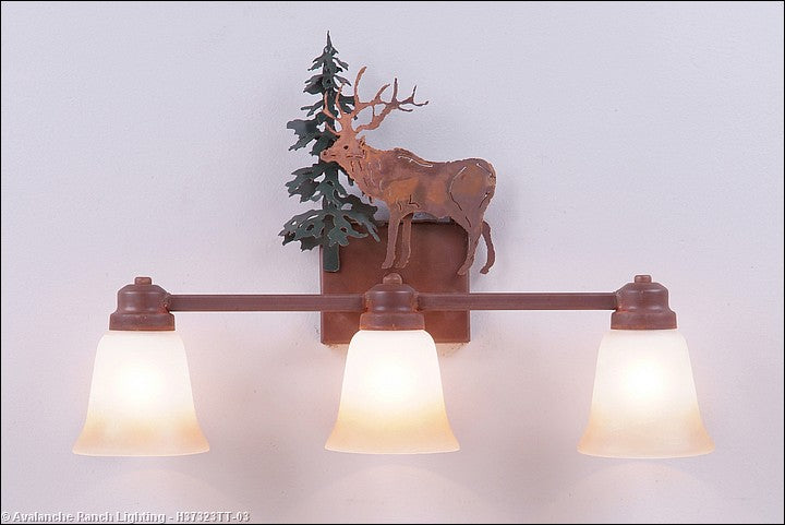 Avalanche Ranch Parkshire-Valley Elk H37323TT-03 Bath Vanity Light 22 in. wide - Cedar Green/Rust Patina