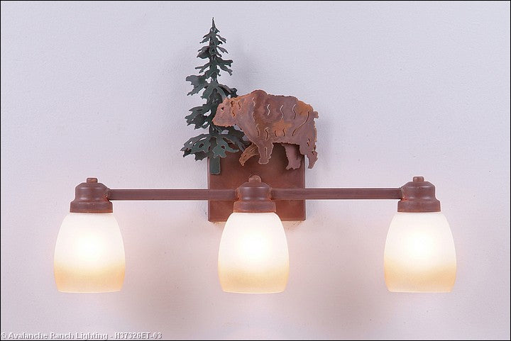 Avalanche Ranch Parkshire-Bear H37326ET-03 Bath Vanity Light 22 in. wide - Cedar Green/Rust Patina