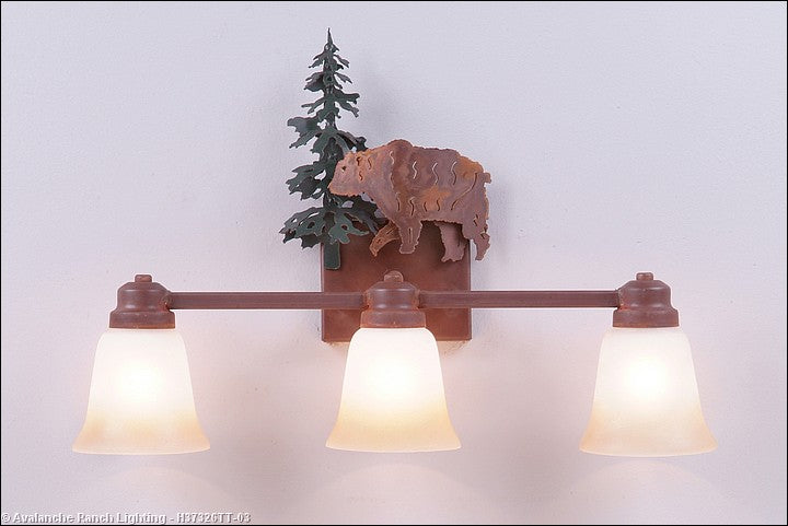 Avalanche Ranch Parkshire-Bear H37326TT-03 Bath Vanity Light 22 in. wide - Cedar Green/Rust Patina