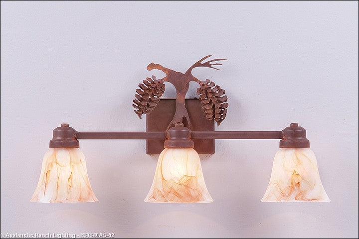 Avalanche Ranch Parkshire-Spruce Cone H37340AS-02 Bath Vanity Light 22 in. wide - Rust Patina