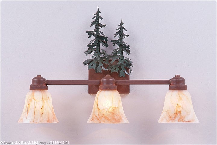 Avalanche Ranch Parkshire-Hemlock H37350AS-03 Bath Vanity Light 22 in. wide - Cedar Green/Rust Patina