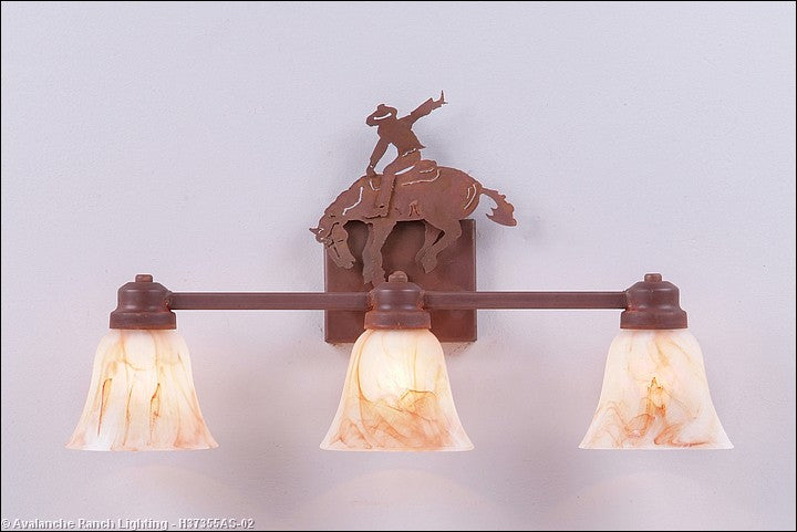 Avalanche Ranch Parkshire-Bucking Bronco H37355AS-02 Bath Vanity Light 22 in. wide - Rust Patina