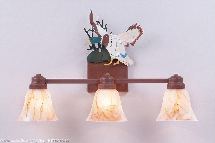 Avalanche Ranch Parkshire-Mallard Duck H37366AS-06 Bath Vanity Light 22 in. wide - Waterfowl/Rust Patina
