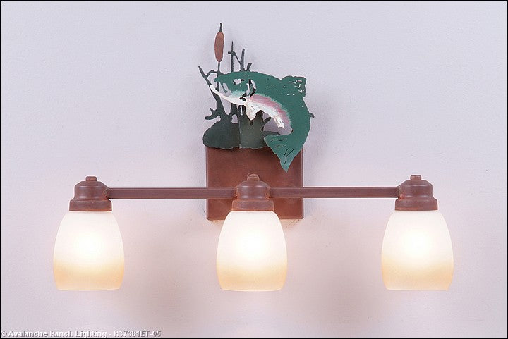 Avalanche Ranch Parkshire-Trout H37381ET-05 Bath Vanity Light 22 in. wide - Rust Patina