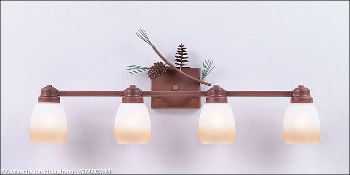 Avalanche Ranch Parkshire-Pine Cone H37420ET-04 Bath Vanity Light 30 in. wide - Pine Green/Rust Patina
