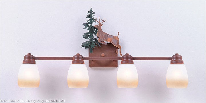 Avalanche Ranch Parkshire-Valley Deer H37421ET-03 Bath Vanity Light 30 in. wide - Cedar Green/Rust Patina