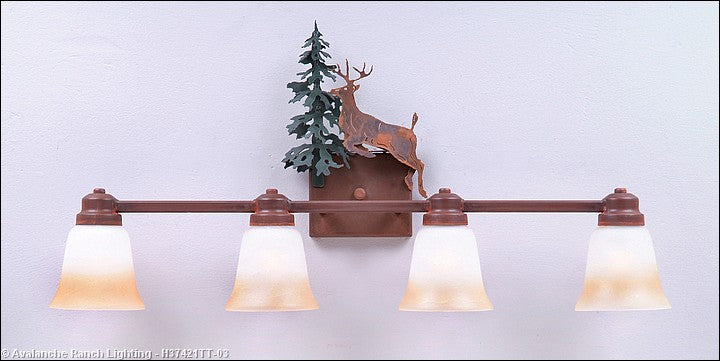 Avalanche Ranch Parkshire-Valley Deer H37421TT-03 Bath Vanity Light 30 in. wide - Cedar Green/Rust Patina