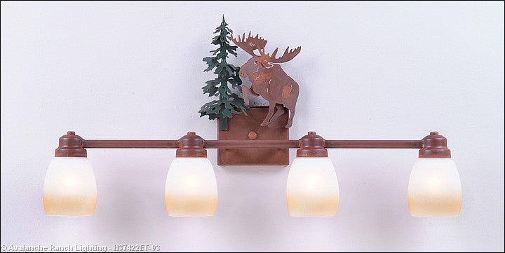 Avalanche Ranch Parkshire-Alaska Moose H37422ET-03 Bath Vanity Light 30 in. wide - Cedar Green/Rust Patina