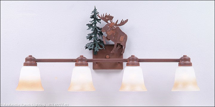 Avalanche Ranch Parkshire-Alaska Moose H37422TT-03 Bath Vanity Light 30 in. wide - Cedar Green/Rust Patina