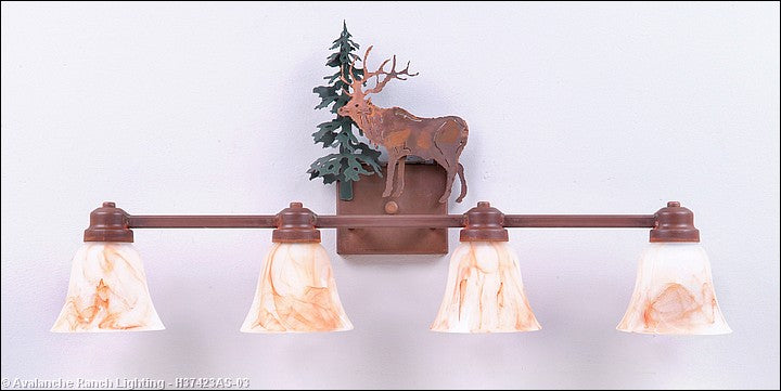 Avalanche Ranch Parkshire-Valley Elk H37423AS-03 Bath Vanity Light 30 in. wide - Cedar Green/Rust Patina