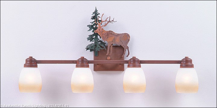 Avalanche Ranch Parkshire-Valley Elk H37423ET-03 Bath Vanity Light 30 in. wide - Cedar Green/Rust Patina