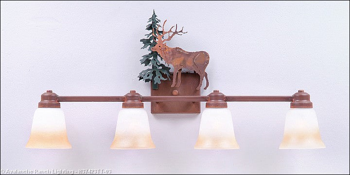 Avalanche Ranch Parkshire-Valley Elk H37423TT-03 Bath Vanity Light 30 in. wide - Cedar Green/Rust Patina