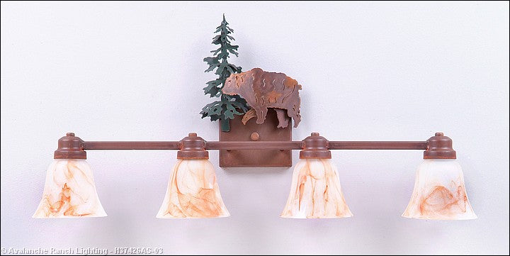 Avalanche Ranch Parkshire-Bear H37426AS-03 Bath Vanity Light 30 in. wide - Cedar Green/Rust Patina