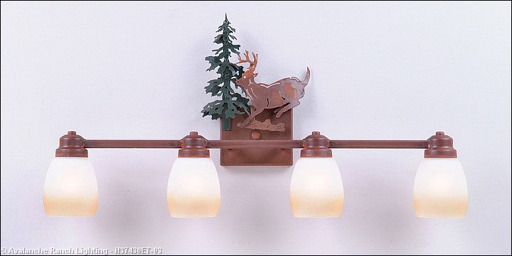 Avalanche Ranch Parkshire-Mountain Deer H37430ET-03 Bath Vanity Light 30 in. wide - Cedar Green/Rust Patina