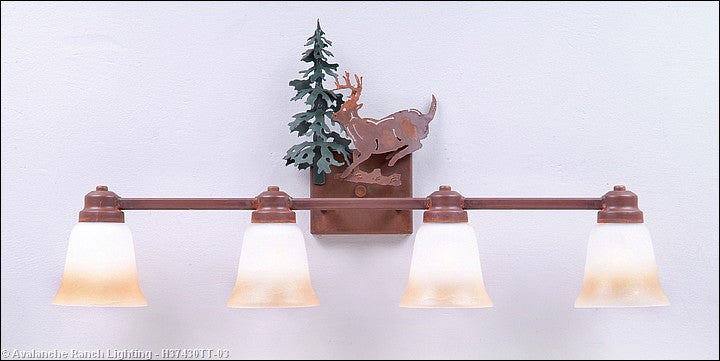 Avalanche Ranch Parkshire-Mountain Deer H37430TT-03 Bath Vanity Light 30 in. wide - Cedar Green/Rust Patina