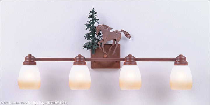 Avalanche Ranch Parkshire-Mountain Horse H37435ET-03 Bath Vanity Light 30 in. wide - Cedar Green/Rust Patina