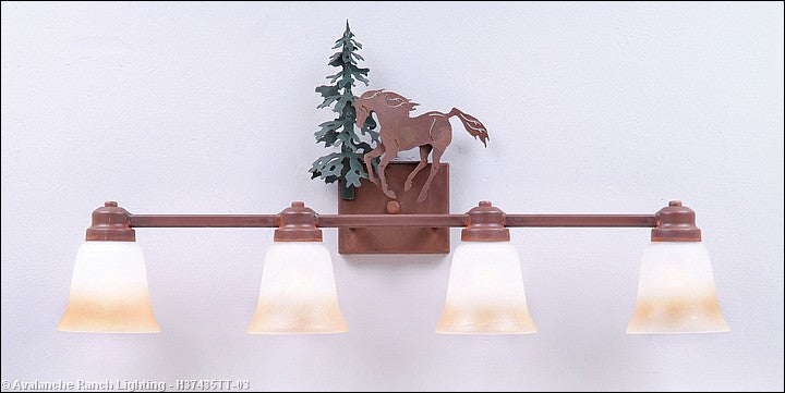 Avalanche Ranch Parkshire-Mountain Horse H37435TT-03 Bath Vanity Light 30 in. wide - Cedar Green/Rust Patina