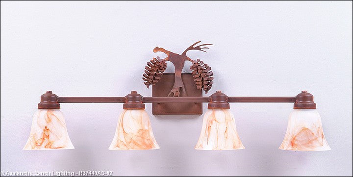 Avalanche Ranch Parkshire-Spruce Cone H37440AS-02 Bath Vanity Light 30 in. wide - Rust Patina