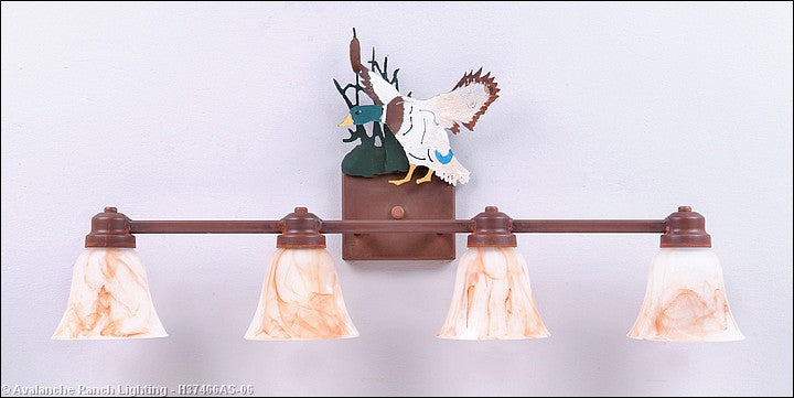 Avalanche Ranch Parkshire-Mallard Duck H37466AS-06 Bath Vanity Light 30 in. wide - Waterfowl/Rust Patina