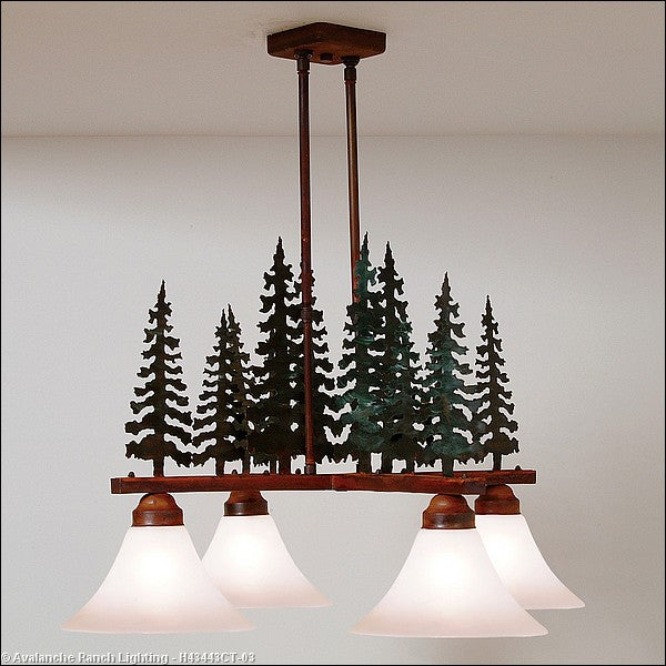 Avalanche Ranch Cedarwood-Cedar Tree CG/RP H43443CT-03 Chandelier Light - Cedar Green/Rust Patina