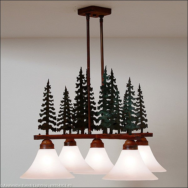 Avalanche Ranch Cedarwood-Cedar Tree CG/RP H43543CT-03 Chandelier Light - Cedar Green/Rust Patina