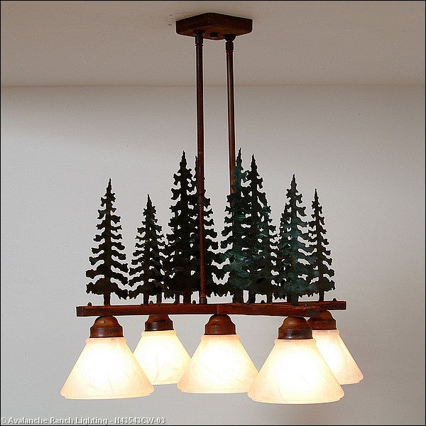 Avalanche Ranch Cedarwood-Cedar Tree CG/RP H43543CW-03 Chandelier Light - Cedar Green/Rust Patina