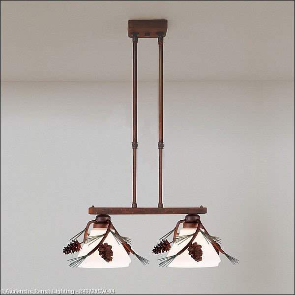 Avalanche Ranch Cedarwood-Pine Cone H43720CW-04 Pendant Light - Pine Green/Rust Patina