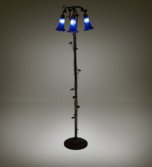 Meyda Tiffany Lighting 31333 Blue Three Light Floor Lamp Lamp Bronze / Dark