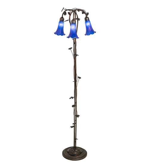 Meyda Tiffany Lighting 31333 Blue Three Light Floor Lamp Lamp Bronze / Dark