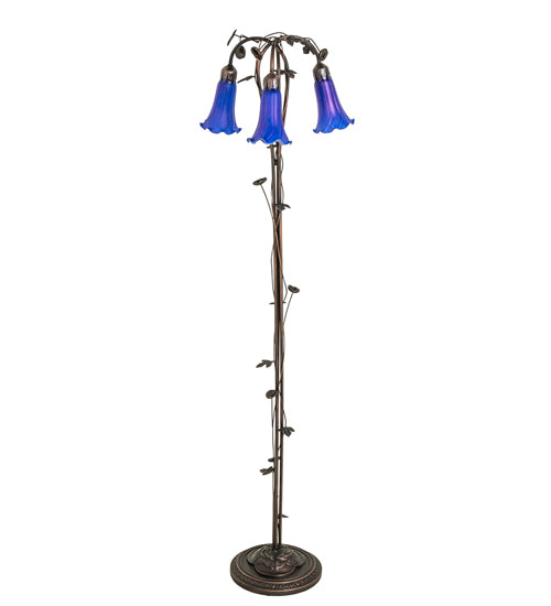 Meyda Tiffany Lighting 31333 Blue Three Light Floor Lamp Lamp Bronze / Dark