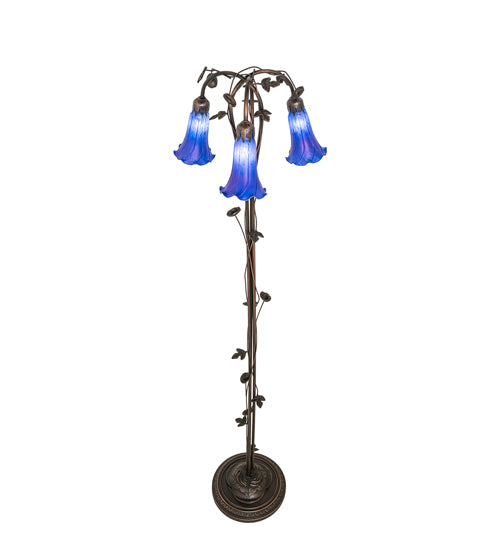 Meyda Tiffany Lighting 31333 Blue Three Light Floor Lamp Lamp Bronze / Dark