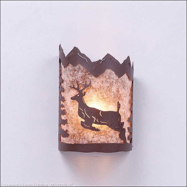 Avalanche Ranch Cascade-Valley Deer M13221AL-27 Wall Light - Rustic Brown