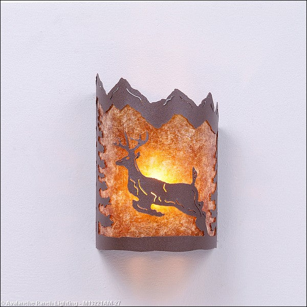 Avalanche Ranch Cascade-Valley Deer M13221AM-27 Wall Light - Rustic Brown
