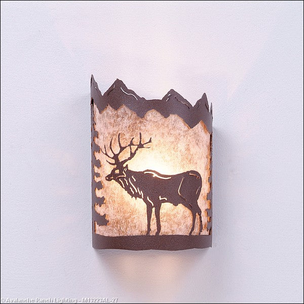 Avalanche Ranch Cascade-Valley Elk M13223AL-27 Wall Light - Rustic Brown