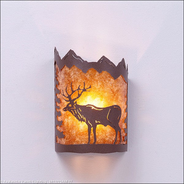 Avalanche Ranch Cascade-Valley Elk M13223AM-27 Wall Light - Rustic Brown