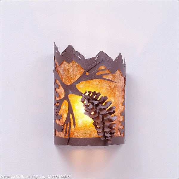 Avalanche Ranch Cascade-Spruce Cone M13240AM-27 Wall Light - Rustic Brown