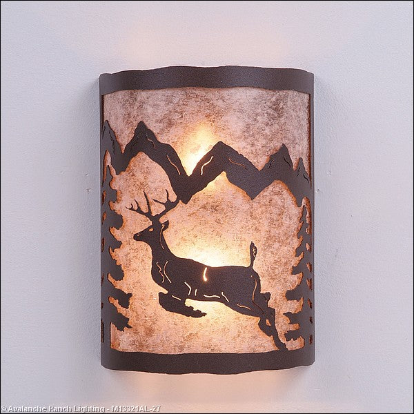Avalanche Ranch Cascade-Valley Deer M13321AL-27 Wall Light - Rustic Brown