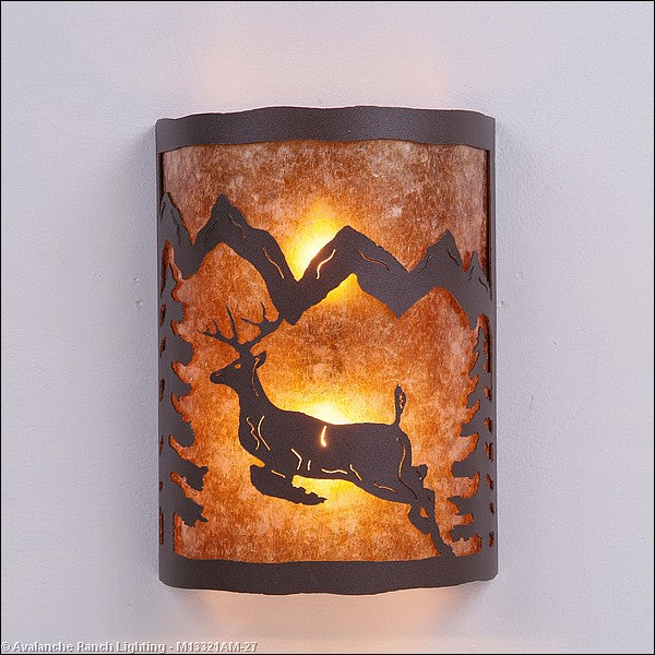 Avalanche Ranch Cascade-Valley Deer M13321AM-27 Wall Light - Rustic Brown