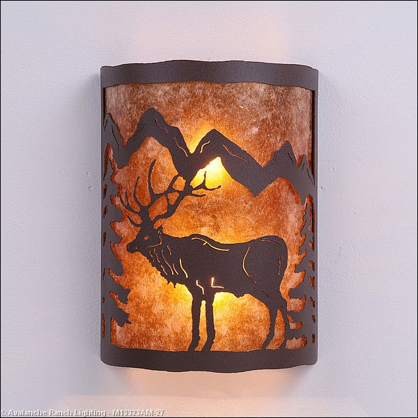 Avalanche Ranch Cascade-Valley Elk M13323AM-27 Wall Light - Rustic Brown