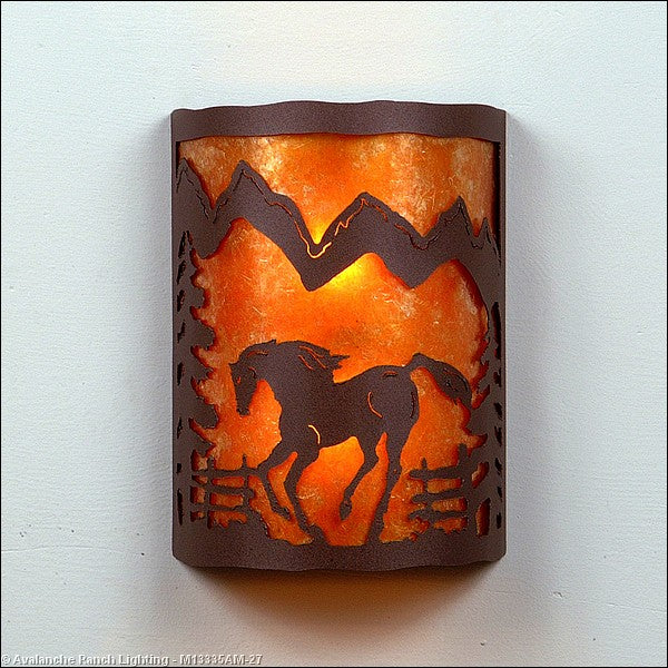 Avalanche Ranch Cascade-Mountain Horse M13335AM-27 Wall Light - Rustic Brown