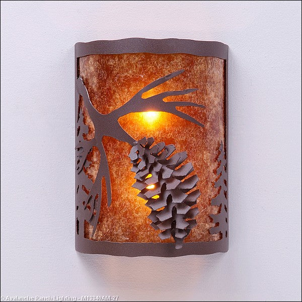 Avalanche Ranch Cascade-Spruce Cone M13340AM-27 Wall Light - Rustic Brown