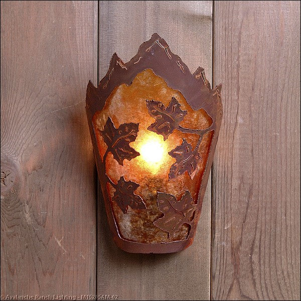 Avalanche Ranch Teton-Maple Leaf M15205AM-02 Wall Light - Rust Patina