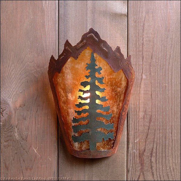 Avalanche Ranch Teton-Cedar Tree M15243AM-03 Wall Light - Cedar Green/Rust Patina