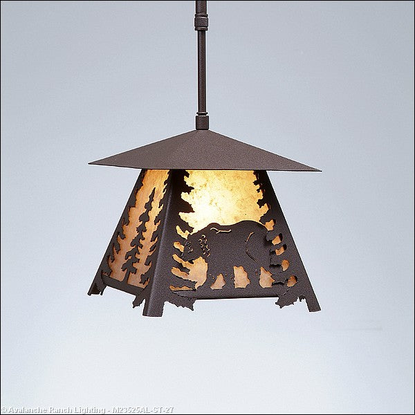Avalanche Ranch Smoky Mountain-Mountain Bear M23525AL-ST-27 Pendant Light - Rustic Brown