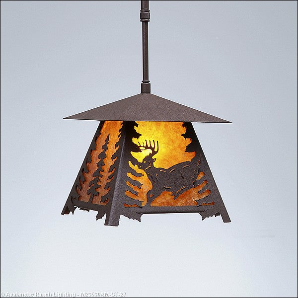 Avalanche Ranch Smoky Mountain-Mountain Deer M23530AM-ST-27 Pendant Light - Rustic Brown