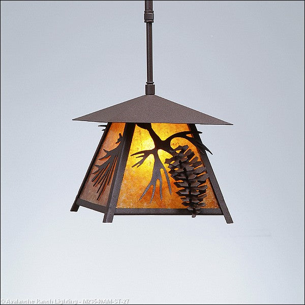 Avalanche Ranch Smoky Mountain-Spruce Cone M23540AM-ST-27 Pendant Light - Rustic Brown